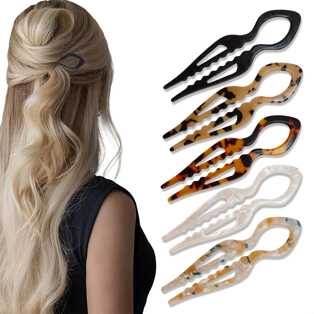 Women Accessories Aesthetic - U-образные палочки для волос, черепаховая акриловая