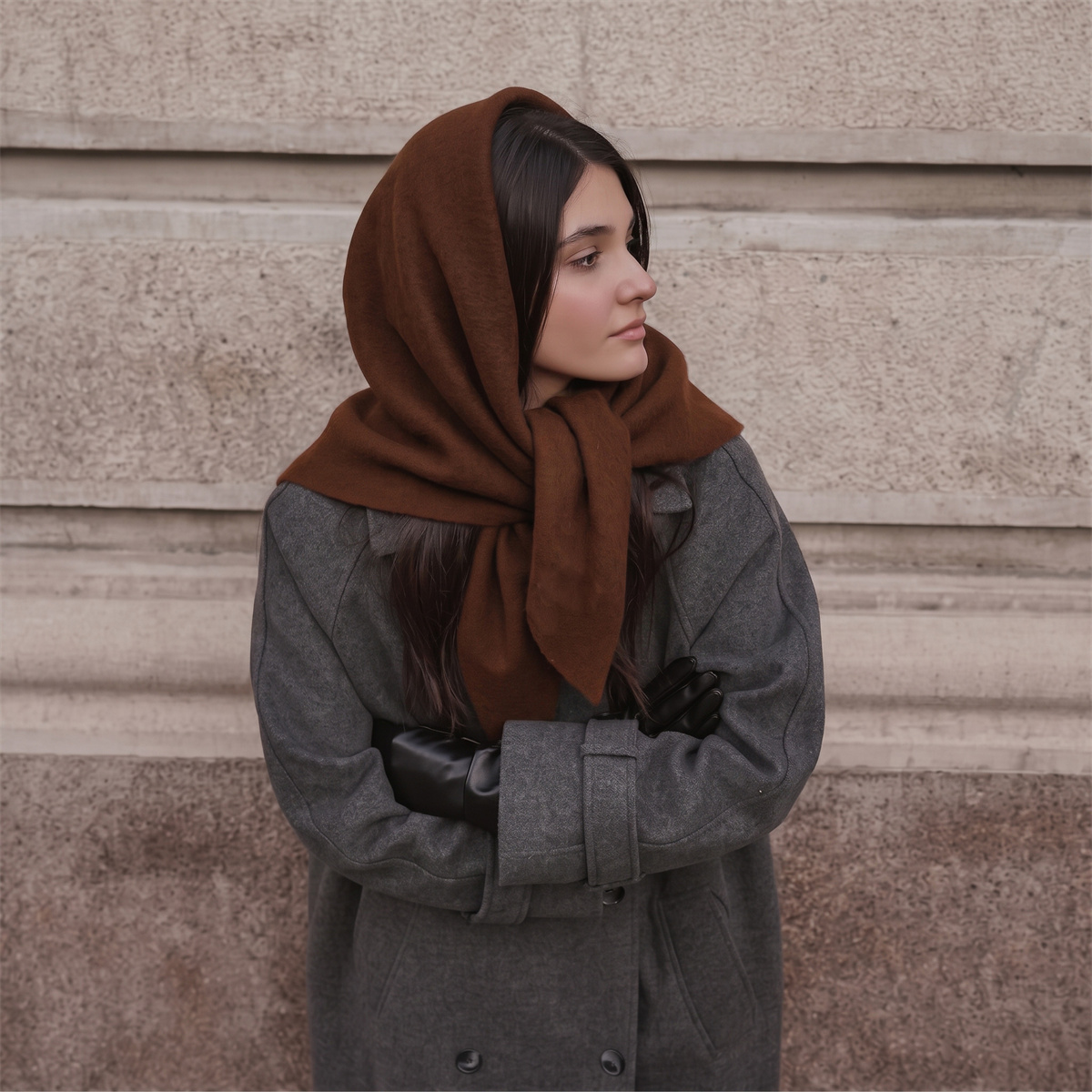Women'S Winter Accessories Set - Теплая вязаная треугольная накидка-шарф для женщин,