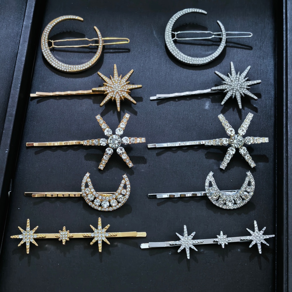 Women Accessories Aesthetic - Набор из 3/4 шт. хрустальных заколок-звездочек